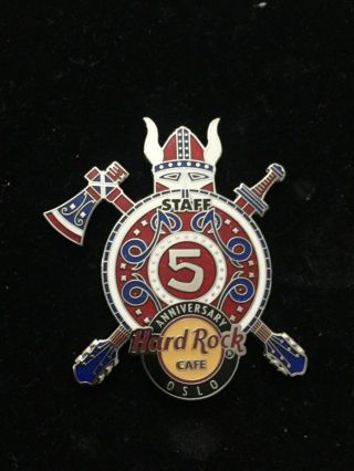 Hard Rock Cafe Oslo 5th Anniversary Staff Viking Shield Pin Pins
