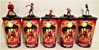 Disney: Incredibles 2 Movie Theater Exclusive Cup Topper Set With 44 Oz Cups