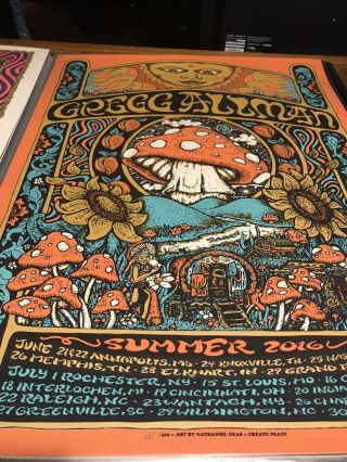 Rare 2016 Gregg Allman Summer Tour Poster By Nathaniel Deas Allman Brothers