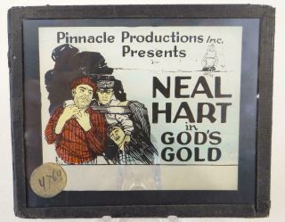 1921 Coming Attraction Glass Slide Neal Hart In God 