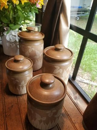 Wizard Of Clay Pottery Bristoleaf Canister Crock With Lids (set Of 4)