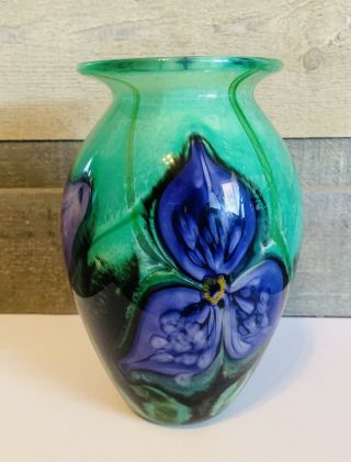 Gorgeous 2000 Robert Eickholt Vcag Studio Art Glass Vase Cased Orchid 6 1/2”