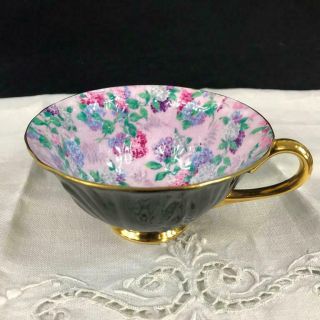 Shelley England Summer Glory Chintz Black Oleander Shape Orphan Cup Only 13418