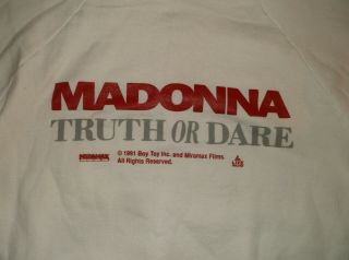 Vtg 90’s Madonna Truth Or Dare Promo Sweatshirt Lg 50/50 Movie T - Shirt