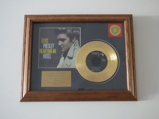 Elvis Presley 24k Gold Plated Framed 45rpm Record Elvis Presley Heartbreak Hotel