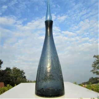 Blenko Charcoal Crackle Art Glass Decanter Bottle & Stopper Winslow Anderson Mcm