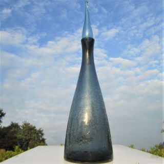 BLENKO CHARCOAL CRACKLE ART GLASS DECANTER BOTTLE & STOPPER WINSLOW ANDERSON MCM 2