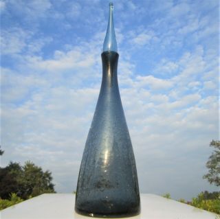 BLENKO CHARCOAL CRACKLE ART GLASS DECANTER BOTTLE & STOPPER WINSLOW ANDERSON MCM 3
