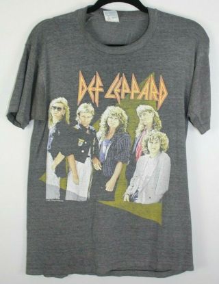 Vtg 1987 Def Leppard Hysteria World Tour Shirt Size L Paper Thin Double Sided