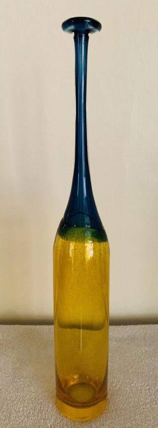 Vintage Kosta Boda Swedish Art Glass Hand Blown Bottle Bud Vase Mid Century Era