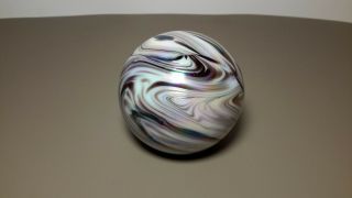 Vintage Tom St Clair Studio Art Glass Paperweight Iridescent Swirl Pattern