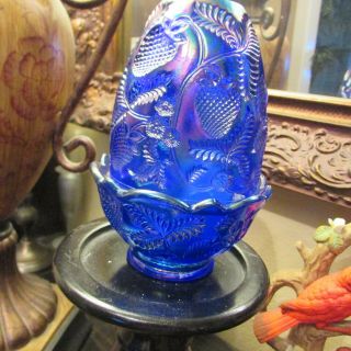 Fenton Blue Iridescent Carnival Fairy Lamp Rare