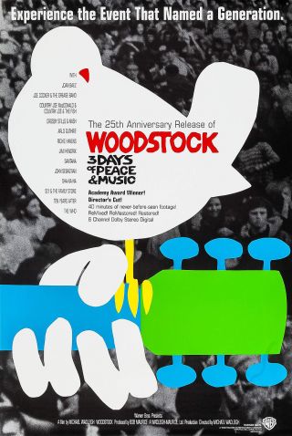 Woodstock (1970) Movie Poster - Re - Release 1994 - Rolled