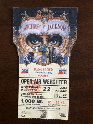 Michael Jackson Dangerous World Tour Ticket Belgium 1992