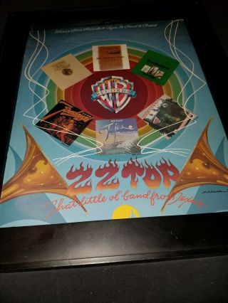 Zz Top Rare Warner Brothers Promo Tour Poster Ad Framed
