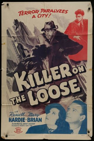 Killer On The Loose Mary Brian Aka At Large 1949 1 - Sheet Movie Poster 27 X 41