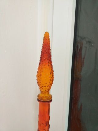 Large Vintage Orange Italian Glass Decanter Murano Appox 54cms Tall. 2