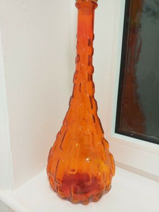 Large Vintage Orange Italian Glass Decanter Murano Appox 54cms Tall. 3