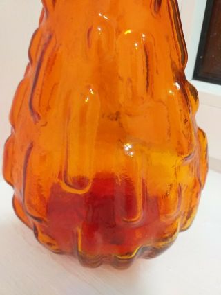 Large Vintage Orange Italian Glass Decanter Murano Appox 54cms Tall. 6