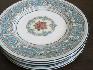 Wedgwood Florentine W 2714 Turquoise Blue Fruit Center Set Of 6 Bread Plate 6 "
