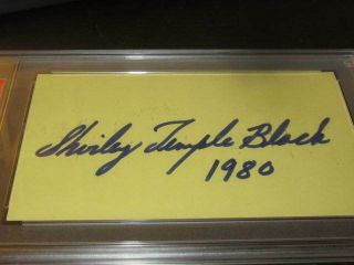 Shirley Temple Hollywood Actress Child Star Autographed 3x5 Card Psa Slabbed