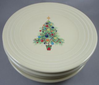 Six Fiesta Christmas Tree Luncheon Plates - 9 "