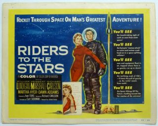 Sci - Fi Riders To The Stars 1940s Lobby Title Card Astronaut Space