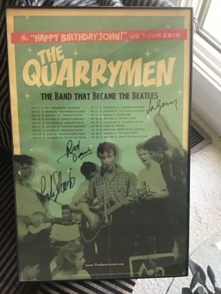 Beatles Memorabilia - Quarrymen Poster Signed By 3 Members W/coa