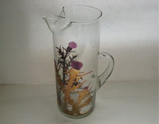 Gregory Duncan West Virginia Glass 11 1/2 " Purple Thistle Cocktail Pitcher