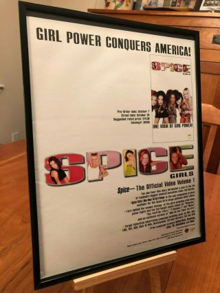 3 Big 11x14 Framed Spice Girls " Spice World " Etc.  Lp Album Cd & Video Promo Ads