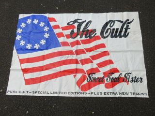 Rare The Cult - Sweet Soul Sister Banner.  Signed By Ian Astbury.  1989.