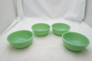 4 Vintage Fire King Jadite Jadeite Resaurant Ware G309 10 Oz.  Beaded Rim Bowls
