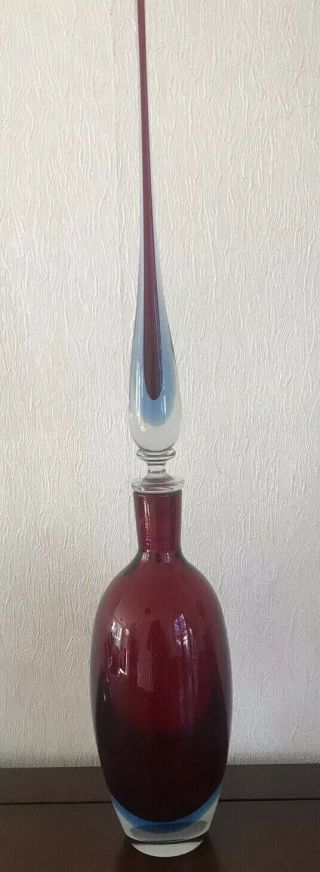 Large Murano Red Cased Glass Bottle Stunning