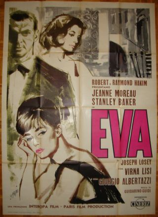 Eva - Joseph Losey - Jeanne Moreau - J.  H.  Chase - Virna Lisi - Art By Symeoni - Italian 2sh