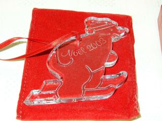 Baccarat Clear Crystal Glass Christmas Noel Tree Ornament - 2003 Skiing Bear