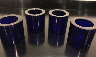 4 - Iittala Marimekko Kivi Cobalt Blue Glass Votive Candle Holder Finland Euc