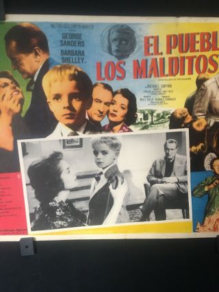 1960 THE VILLAGE OF THE DAMNED Authentic Mexican Lobby Card Art 16 