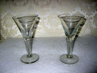 2 Large Williamsburg Style Air Twist Goblets 8 1/2 " High