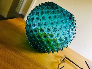 Huge Vintage Retro 1960s Borske Sklo Bobble Ball Glass Vase Czech Turquoise Orb