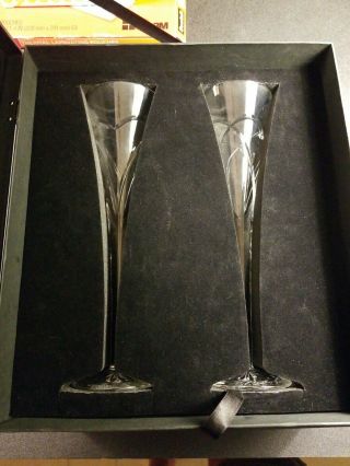Waterford Crystal Millennium Universal Wishes Champagne Toasting Flutes -