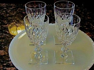 Set Of 4 Hawkes Crystal Water Glasses Cornwall Pattern Signed