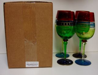 Pier One Crystal Harlequin P1c7 Water Goblet Set Of Four More Avail