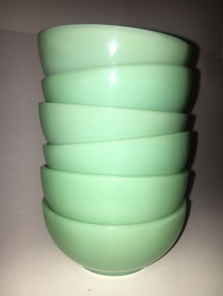 6 Fire King Jadeite Bowls 5” X 2” All Marked: Oven Ware Fire King Made In Usa