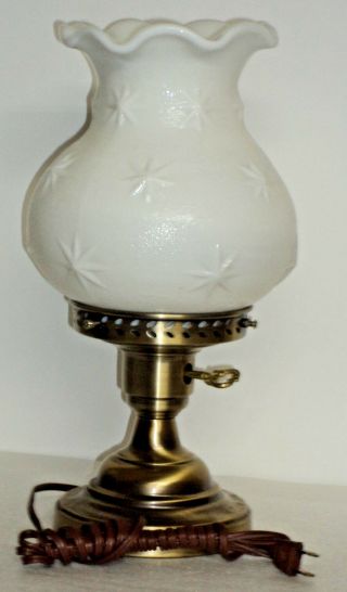 Fenton For L G Wright Milk Glass Stipple Star Crimped Ball Lamp