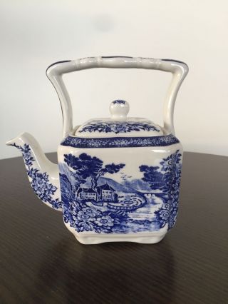 James Sadler Blue And White Oriental Garden Porcelain Teapot