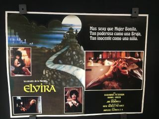 1988 Elvira,  Mistress Of The Dark Authentic Mexican Art Lobby Card 16 " X12 "