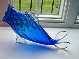 Blenko " Vc " Fish Azure Blue With Optics