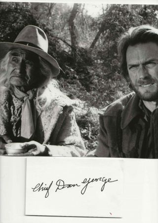 Outlaw Josie Wales 8x10 W/ Clint Eastwood & Rare Signed Card By Chief Dan George