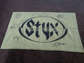 Styx Autograph A Signed Us Record Company Promotional Towel