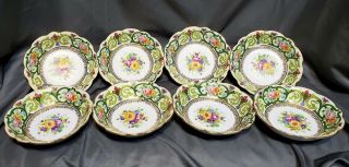 19th C.  Gilded Age Art Nouveau Porcelain 8 Bowls Hp Dresden Flower C.  Ahrenfeldt